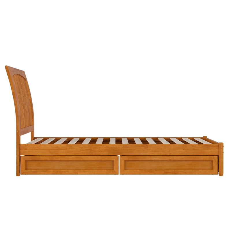 Roslyn Twin XL Platform Bed Panel Footboard & 2 Storage Drawers in Light Toffee