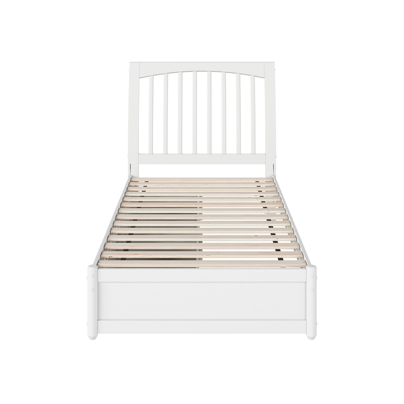Roslyn Twin Platform Bed with Panel Footboard & 2 Storage Drawers in White