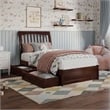 Roslyn Twin Platform Bed with Panel Footboard & 2 Storage Drawers in Walnut