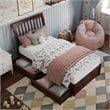 Roslyn Twin Platform Bed with Panel Footboard & 2 Storage Drawers in Walnut