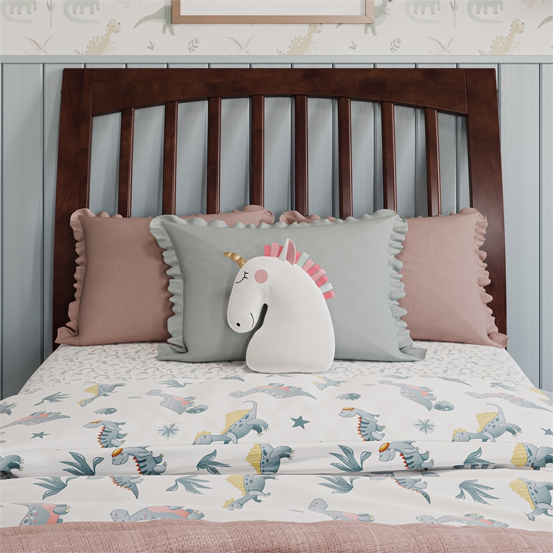 Roslyn Twin Platform Bed with Panel Footboard & 2 Storage Drawers in Walnut