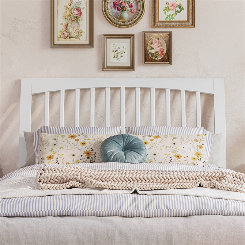 Roslyn Full Platform Bed with Panel Footboard & 2 Storage Drawers in White