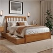 Roslyn Full Platform Bed w Panel Footboard & 2 Storage Drawers in Light Toffee