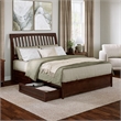 Roslyn Queen Platform Bed with Panel Footboard & 2 Storage Drawers in Walnut