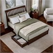 Roslyn Queen Platform Bed with Panel Footboard & 2 Storage Drawers in Walnut