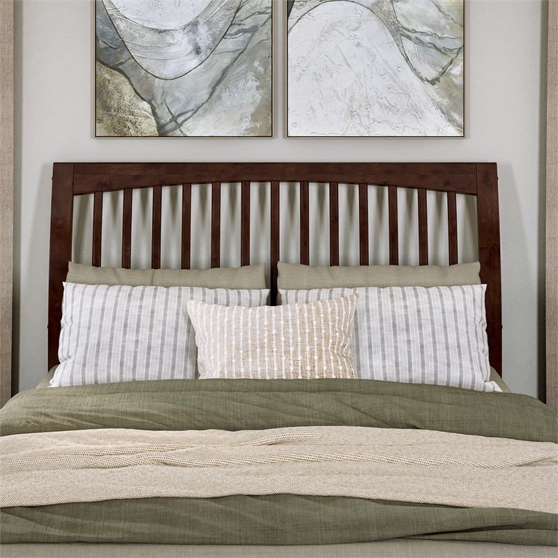 Roslyn Queen Platform Bed with Panel Footboard & 2 Storage Drawers in Walnut