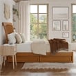 Roslyn Queen Platform Bed w Panel Footboard & 2 Storage Drawers in Light Toffee