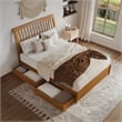 Roslyn Queen Platform Bed w Panel Footboard & 2 Storage Drawers in Light Toffee
