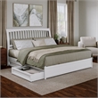 Roslyn King Platform Bed with Panel Footboard & 2 Storage Drawers in White