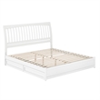 Roslyn King Platform Bed with Panel Footboard & 2 Storage Drawers in White
