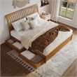 Roslyn King Platform Bed w Panel Footboard & 2 Storage Drawers in Light Toffee