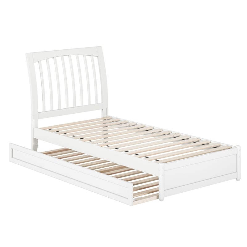 Roslyn Twin XL Wood Platform Bed with Panel Footboard & Twin XL Trundle in White