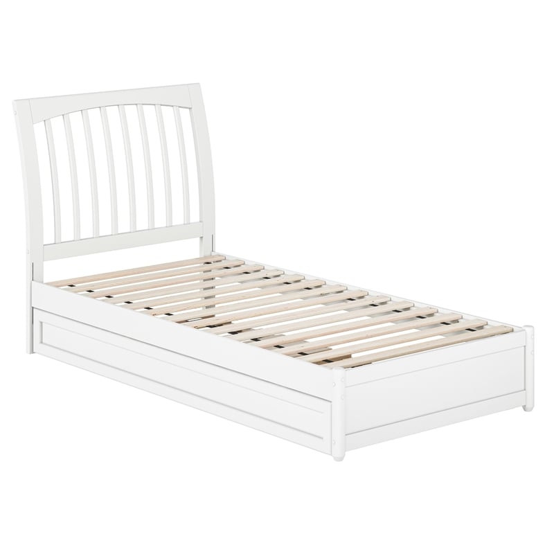 Roslyn Twin XL Wood Platform Bed with Panel Footboard & Twin XL Trundle in White