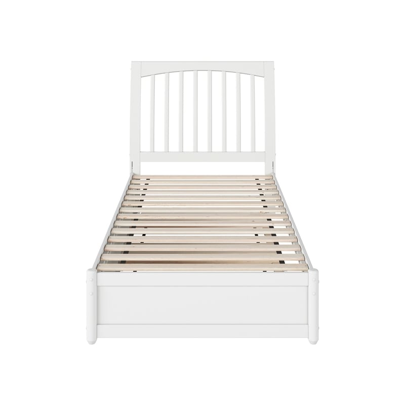 Roslyn Twin XL Wood Platform Bed with Panel Footboard & Twin XL Trundle in White