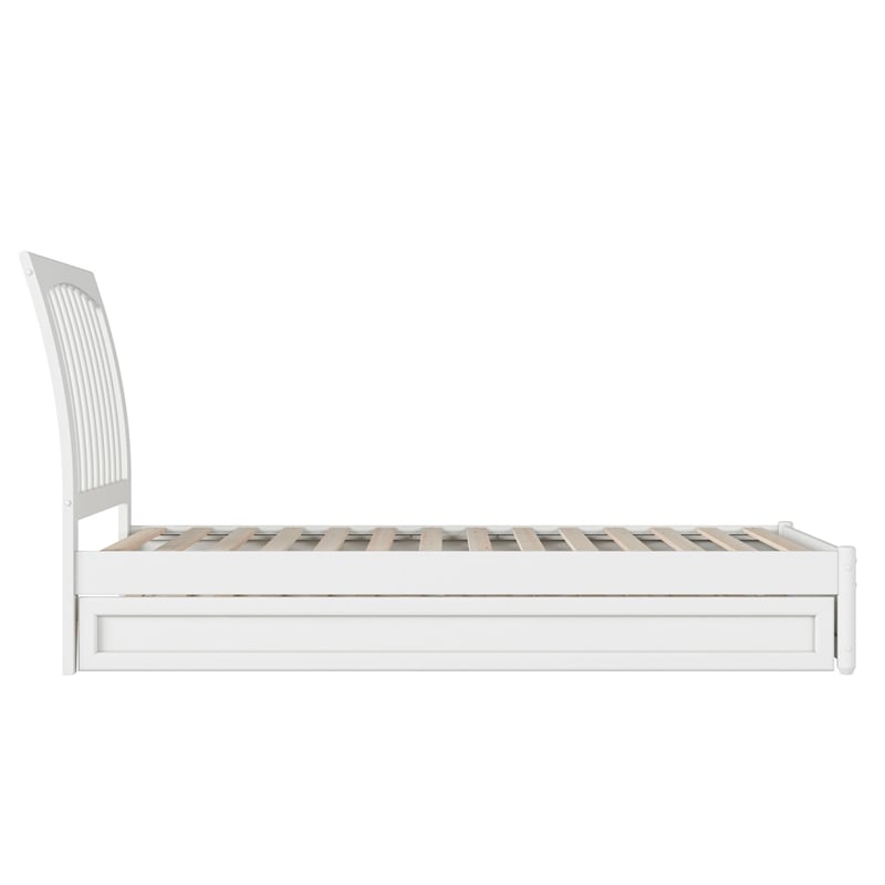 Roslyn Twin XL Wood Platform Bed with Panel Footboard & Twin XL Trundle in White