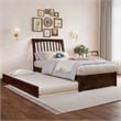 Roslyn Twin XL Wood Platform Bed with Panel Footboard &  Trundle in Walnut