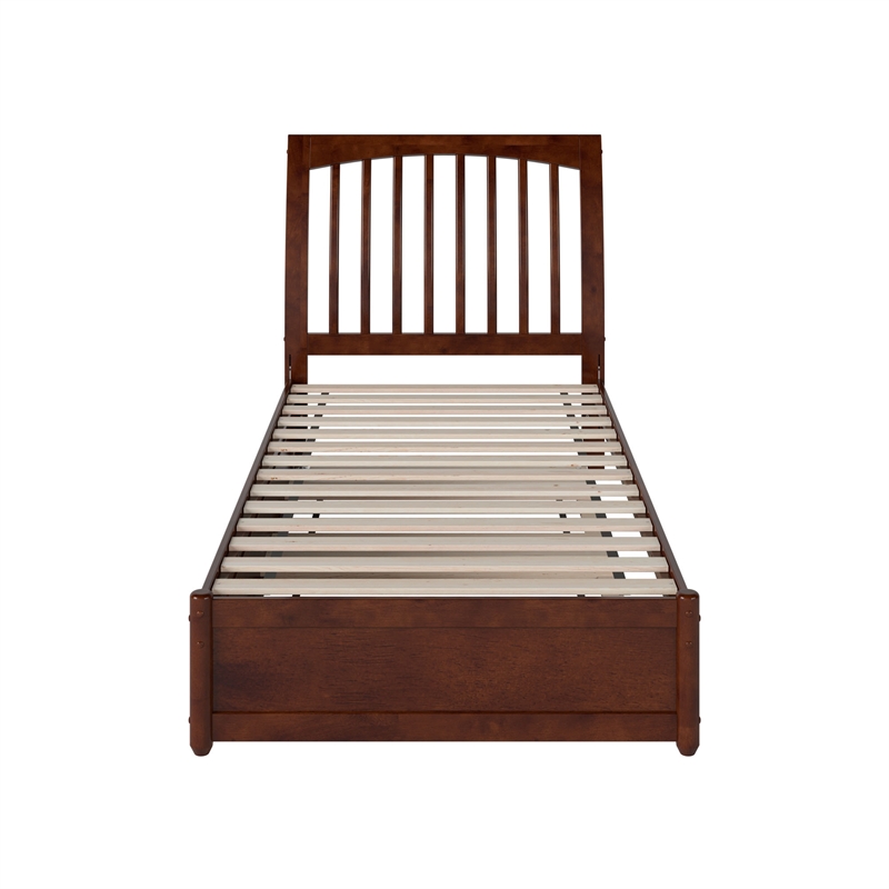 Roslyn Twin XL Wood Platform Bed with Panel Footboard &  Trundle in Walnut