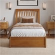 Roslyn Twin XL Platform Bed with Panel Footboard & TXL Trundle in Light Toffee