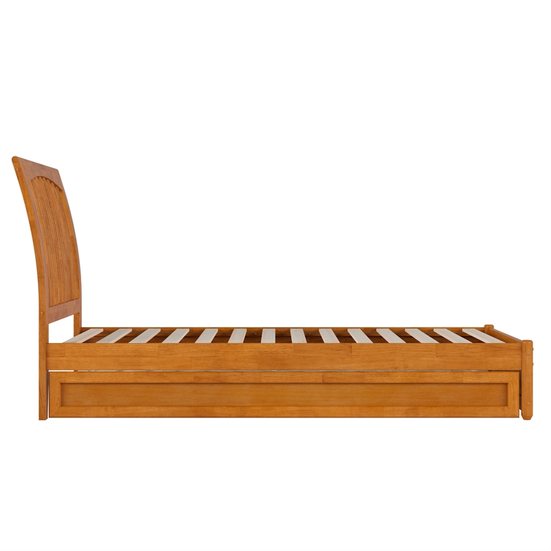 Roslyn Twin XL Platform Bed with Panel Footboard & TXL Trundle in Light Toffee