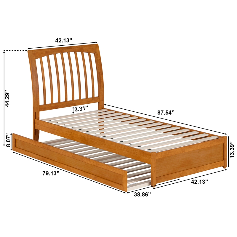 Roslyn Twin XL Platform Bed with Panel Footboard & TXL Trundle in Light Toffee
