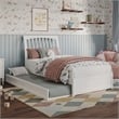 Roslyn Twin Wood Platform Bed with Panel Footboard and Twin Trundle in White
