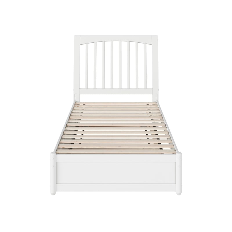 Roslyn Twin Wood Platform Bed with Panel Footboard and Twin Trundle in White