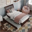 Roslyn Twin Wood Platform Bed with Panel Footboard and Twin Trundle in Walnut