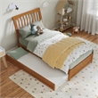 Roslyn Twin Platform Bed with Panel Footboard & Twin Trundle in Light Toffee