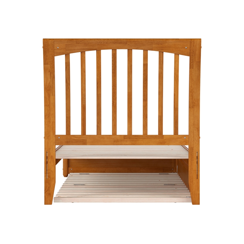 Roslyn Twin Platform Bed with Panel Footboard & Twin Trundle in Light Toffee