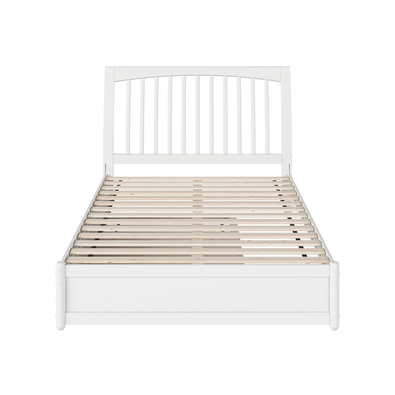 Roslyn Full Wood Platform Bed with Panel Footboard and Twin Trundle in White