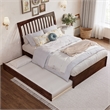 Roslyn Full Wood Platform Bed with Panel Footboard and Twin Trundle in Walnut