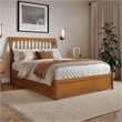 Roslyn Full Platform Bed with Panel Footboard & Twin Trundle in Light Toffee