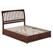 Roslyn Queen Wood Platform Bed with Panel Footboard & Twin XL Trundle in Walnut