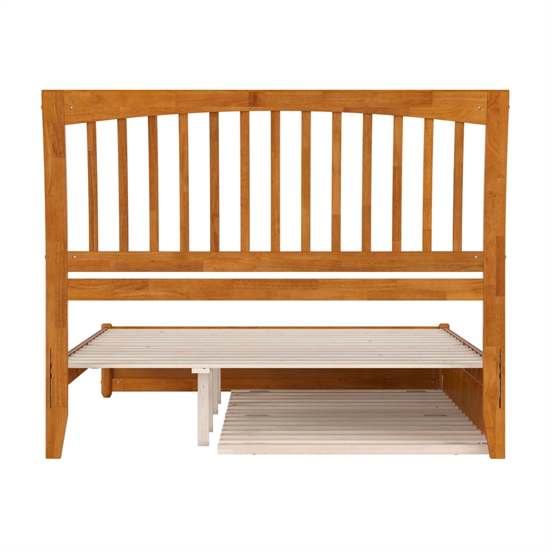 Roslyn Queen Platform Bed with Panel Footboard & TXL Trundle in Light Toffee