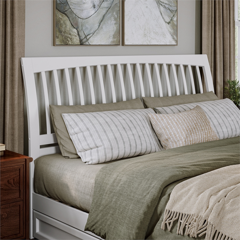 Roslyn King Wood Platform Bed with Panel Footboard and Twin XL Trundle in White