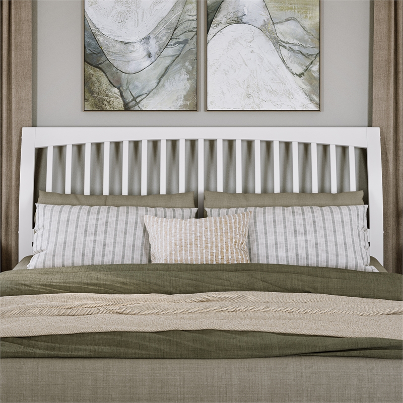 Roslyn King Wood Platform Bed with Panel Footboard and Twin XL Trundle in White