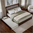 Roslyn King Wood Platform Bed with Panel Footboard and Twin XL Trundle in Walnut