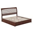 Roslyn King Wood Platform Bed with Panel Footboard and Twin XL Trundle in Walnut