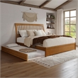 Roslyn King Wood Platform Bed with Panel Footboard & TXL Trundle in Light Toffee