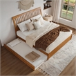 Roslyn King Wood Platform Bed with Panel Footboard & TXL Trundle in Light Toffee