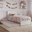 Malta Twin Wood Platform Bed with Panel Footboard and Twin Trundle in White