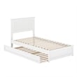 Malta Twin Wood Platform Bed with Panel Footboard and Twin Trundle in White