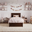 Malta Twin Wood Platform Bed with Panel Footboard and Twin Trundle in Walnut