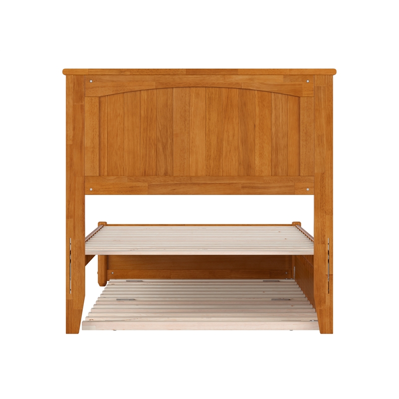 Malta Twin Wood Platform Bed with Panel Footboard & Twin Trundle in Light Toffee