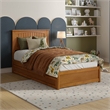 Malta Twin Wood Platform Bed with Panel Footboard & Twin Trundle in Light Toffee