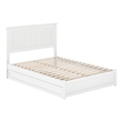 Malta Full Wood Platform Bed with Panel Footboard and Twin Trundle in White