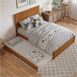 Malta Full Wood Platform Bed with Panel Footboard & Twin Trundle in Light Toffee