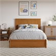 Malta Full Wood Platform Bed with Panel Footboard & Twin Trundle in Light Toffee