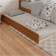 Malta Full Wood Platform Bed with Panel Footboard & Twin Trundle in Light Toffee