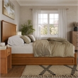 Malta Queen Wood Platform Bed with Panel Footboard & TXL Trundle in Light Toffee